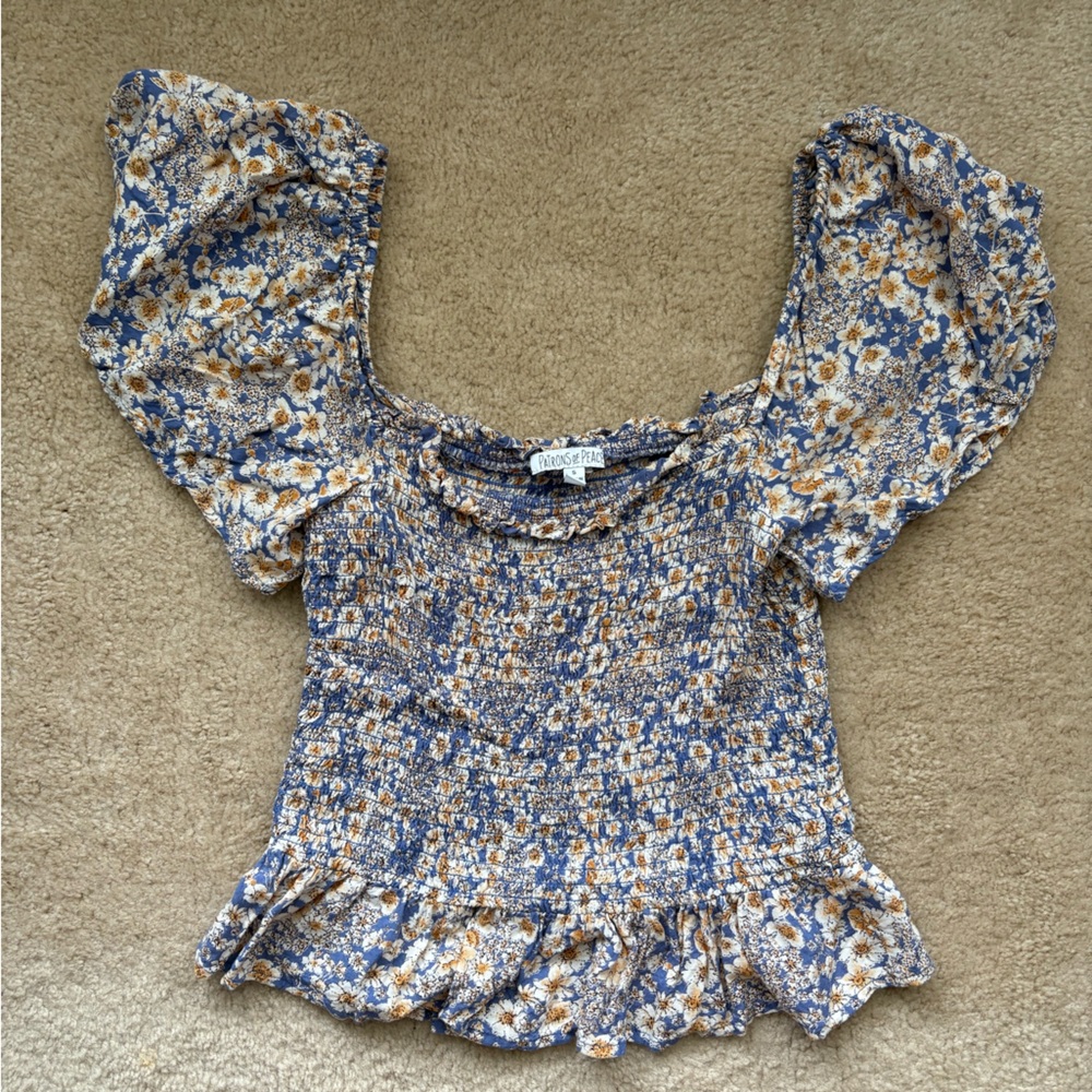 Patrons of Peace floral crop top
